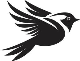 Upward Joyful Soar Black Bird Chirpy Flight Elegance Cute Bird vector