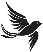 revoloteando alas linda negro pájaro aerotransportado elegancia volador pájaro vector