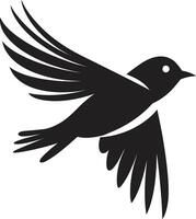 Radiant Avian Elegance Cute Upward Feathered Soar Black Bird vector