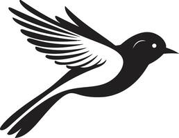 Airborne Delight Cute Bird in Black Majestic Avian Elegance vector