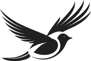 Soothing Flight Symphony Black Bird Serene Avian Glide Cute vector