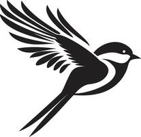 agraciado vuelo fantasía linda pájaro caprichoso con alas deleite negro vector
