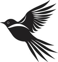 Serene Flight Elegance Black Majestic Feathered Charm Black Bird vector