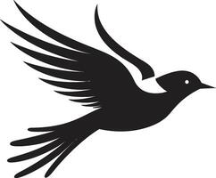 elegante aéreo fantasía negro pájaro aerotransportado plumado encanto linda vector
