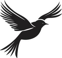 Skyward Feathered Delight Cute Black Bird Ethereal Avian Symphony Black vector
