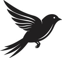 Upward Feathered Symphony Black Chirpy Avian Elegance Cute Bird vector
