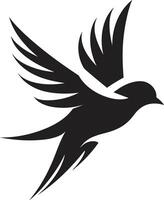 Aerial Serenity Black Bird Harmonious Soar Cute Flying Bird vector