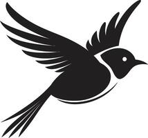 Aerial Flight Symphony Cute Black Bird Graceful Avian Charm Bird vector