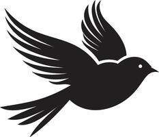 Elegant Feathered Symphony Black Airborne Flight Euphoria Cute Bird vector