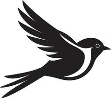 Skyward Serenade Cute Black Whimsical Glide Black Bird vector