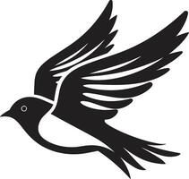 Whimsical Wingspan Bird in Black Radiant Avian Charm Cute Black vector