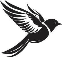 Serene Winged Soar Cute Bird Upward Feathered Euphoria Black vector