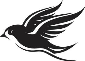 Majestic Winged Soar Cute Black Dynamic Avian Euphoria Bird vector