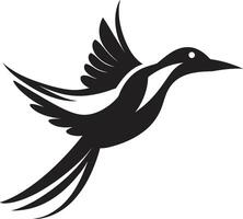 etéreo alas volador pájaro en negro aviar belleza linda negro pájaro vector