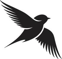 Graceful Avian Symphony Whimsical Feathered Charm Black Bird vector