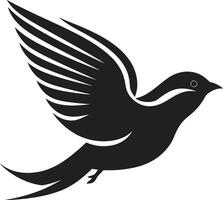 Avian Charm Flying Bird in Black Flight of Fancy Cute Bird vector