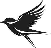 majestuoso remontarse linda volador pájaro plumado libertad negro pájaro vector