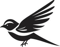 Skyward Symphony Bird Feathered Elegance Cute Black vector