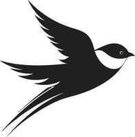 Whimsical Wings Cute Flying Bird Airborne Joy Black Bird vector