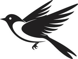 Dynamic Ascend Flying Bird in Black Fluttering Freedom Bird vector