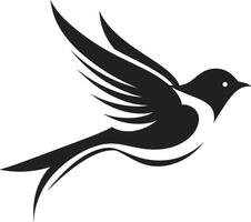 Dynamic Flight Black Bird Ethereal Wingspan Bird vector