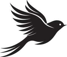 Aerodynamic Charm Flying Bird Whimsical Glide Cute Black Bird vector