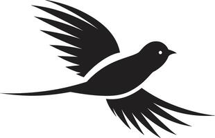 Dynamic Ascend Cute Black Bird Ethereal Soar Flying Bird in Black vector