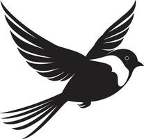 plumado serenata linda volador pájaro elevado elegancia negro pájaro vector