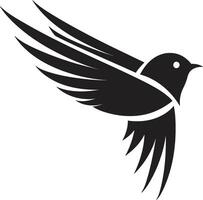 Ethereal Flight Bird in Black Dynamic Soar Cute Flying Bird vector