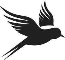 Aerial Euphoria Flying Bird in Black Airborne Elegance Cute Black Bird vector