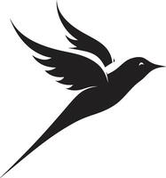Aerodynamic Beauty Flying Bird Feathered Elegance Black vector
