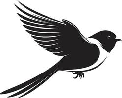 Skyward Symphony Black Bird Whimsical Wingspan Cute Flying Bird vector