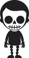 Charming Bone Ensemble Full Body Silly Skeletal Mascot Black vector