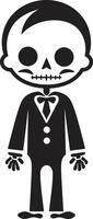 Quirky Skeletal Pal Black Amiable Anatomy Full Body Skeleton vector