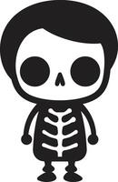 Whimsical Skeletal Friend Black Radiant Bone Pose Cute Full Body vector