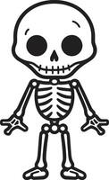 Cartoonish Skeletal Charm Black Lovable Bone Buddy Full Body vector