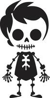 Playful Bone Structure Cute Skeleton Cute Skeleton Friend Black vector