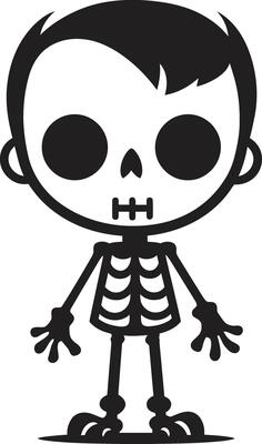 Friendly Skeletal Companion Full Body Chirpy Skeleton Pose Black