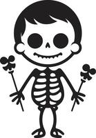 Cheery Bone Structure Full Body Dynamic Skeleton Charm Black vector