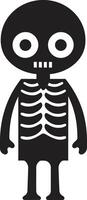 Quirky Skeletal Mascot Black Bones of Joy Cute Black vector