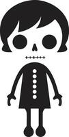 Whimsical Skeletal Charm Adorable Bony Companion Black vector