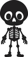 Adorable Bone Charm Cute Energetic Skeletal Mascot Black vector
