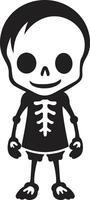 Energetic Skeletal Mascot Black Radiant Bone Formation Full Body vector