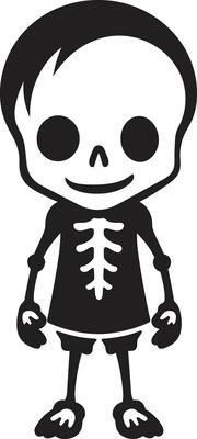 Energetic Skeletal Mascot Black Radiant Bone Formation Full Body