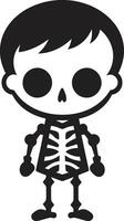adorable óseo compañero lleno cuerpo juguetón esqueleto encanto negro vector
