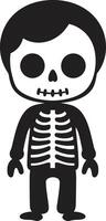 Whimsical Bone Mascot Cute Black Soothing Skeleton Black vector