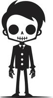 Charming Skeletal Whimsy Adorable Bony Companion Full Body vector