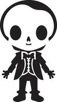 Friendly Skeletal Buddy Full Body Whimsical Bone Mascot Cute Black vector