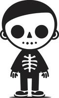 Lovable Skeleton Presence Black Quirky Skeletal Companion Full Body vector