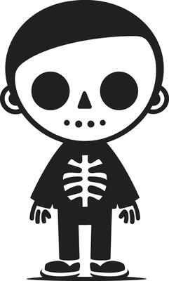 Lovable Skeleton Presence Black Quirky Skeletal Companion Full Body